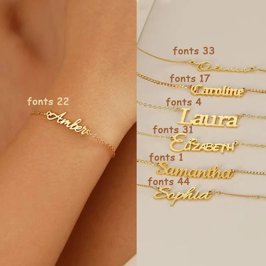 Fashion Personalized Name Bracelet – Custom Stainless Steel Letter Bangle for Women & Babies, Non-Allergic Jewelry Gift