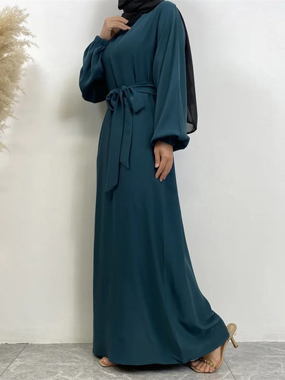 Simple Moroccan Kaftan Abaya | Solid Color Long Islamic Dress for Women | Turkey & Saudi Style Muslim Robe for Ramadan