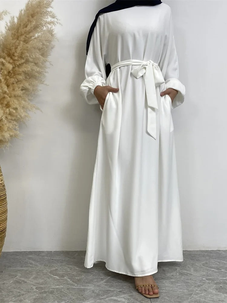 Simple Moroccan Kaftan Abaya | Solid Color Long Islamic Dress for Women | Turkey & Saudi Style Muslim Robe for Ramadan