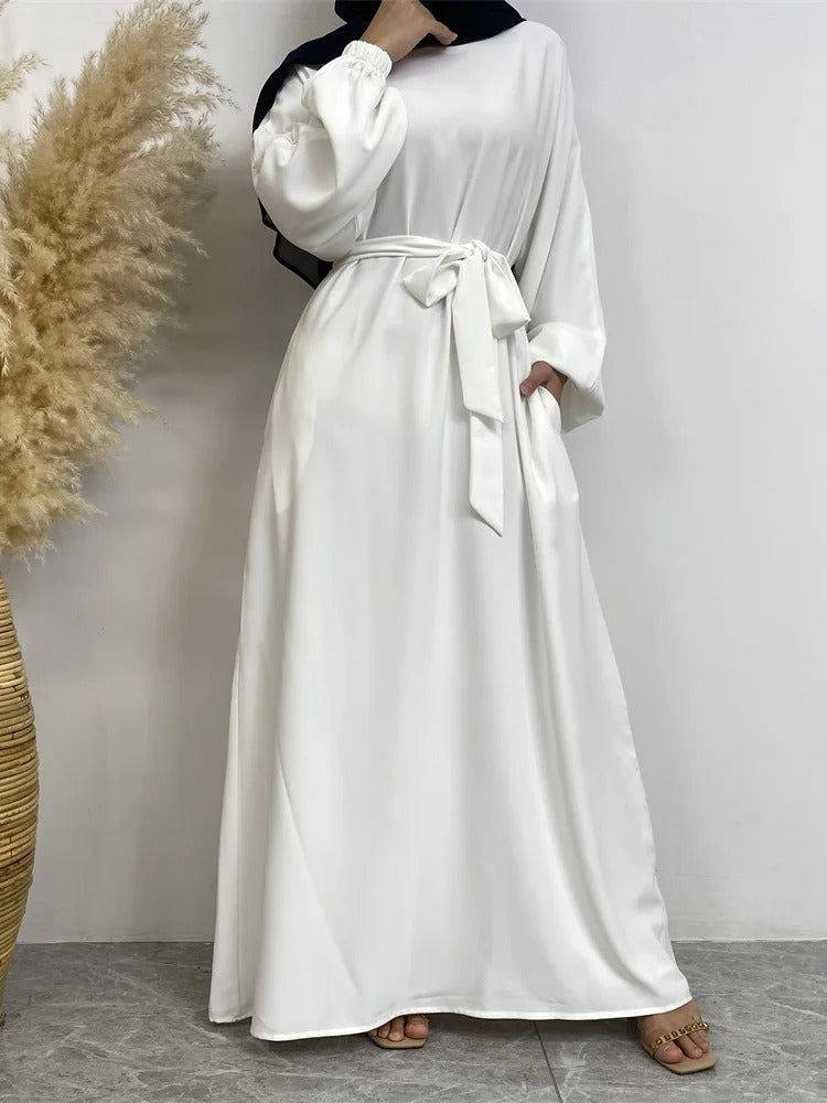 Simple Moroccan Kaftan Abaya | Solid Color Long Islamic Dress for Women | Turkey & Saudi Style Muslim Robe for Ramadan