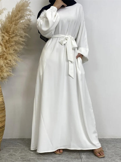 Simple Moroccan Kaftan Abaya | Solid Color Long Islamic Dress for Women | Turkey & Saudi Style Muslim Robe for Ramadan