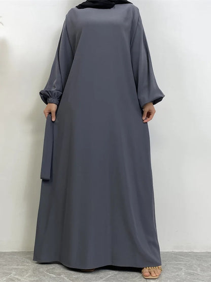 Simple Moroccan Kaftan Abaya | Solid Color Long Islamic Dress for Women | Turkey & Saudi Style Muslim Robe for Ramadan