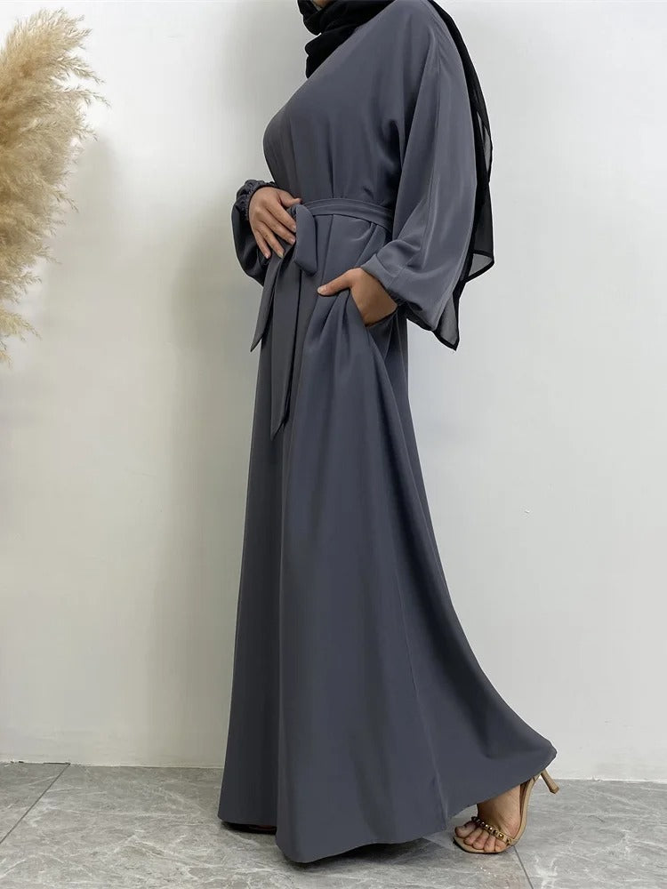Simple Moroccan Kaftan Abaya | Solid Color Long Islamic Dress for Women | Turkey & Saudi Style Muslim Robe for Ramadan