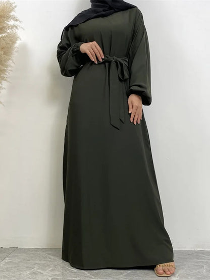 Simple Moroccan Kaftan Abaya | Solid Color Long Islamic Dress for Women | Turkey & Saudi Style Muslim Robe for Ramadan