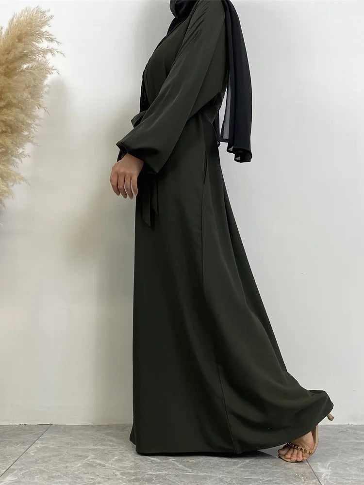 Simple Moroccan Kaftan Abaya | Solid Color Long Islamic Dress for Women | Turkey & Saudi Style Muslim Robe for Ramadan