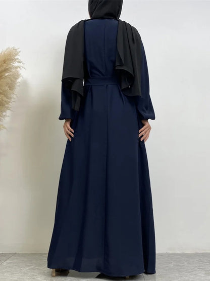 Simple Moroccan Kaftan Abaya | Solid Color Long Islamic Dress for Women | Turkey & Saudi Style Muslim Robe for Ramadan