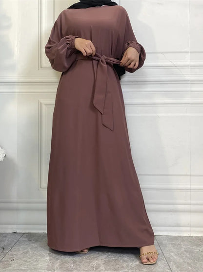 Simple Moroccan Kaftan Abaya | Solid Color Long Islamic Dress for Women | Turkey & Saudi Style Muslim Robe for Ramadan
