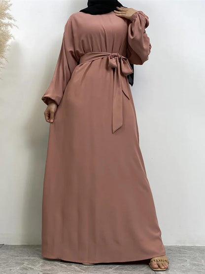 Simple Moroccan Kaftan Abaya | Solid Color Long Islamic Dress for Women | Turkey & Saudi Style Muslim Robe for Ramadan