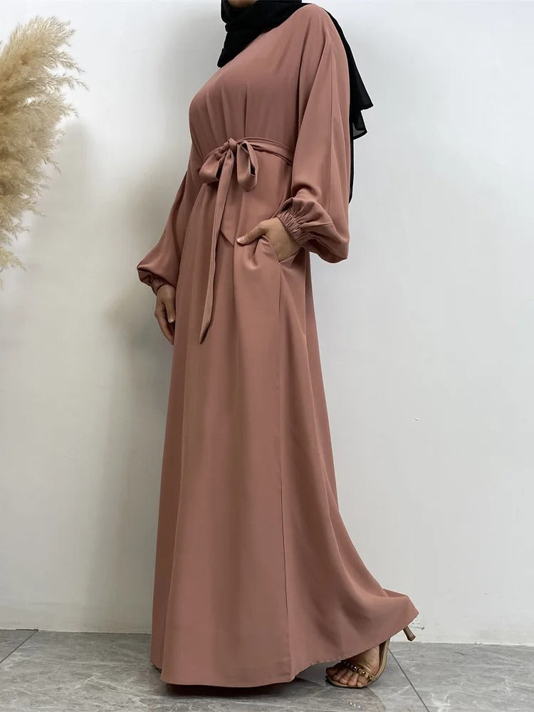 Simple Moroccan Kaftan Abaya | Solid Color Long Islamic Dress for Women | Turkey & Saudi Style Muslim Robe for Ramadan