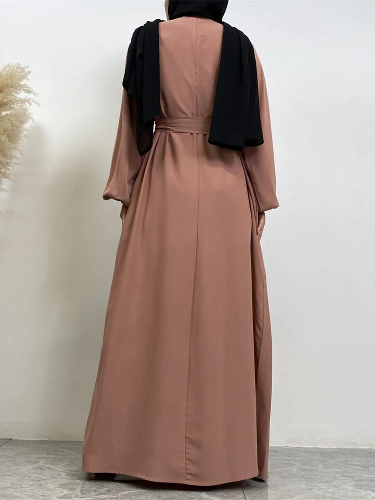 Simple Moroccan Kaftan Abaya | Solid Color Long Islamic Dress for Women | Turkey & Saudi Style Muslim Robe for Ramadan