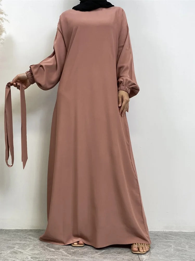 Simple Moroccan Kaftan Abaya | Solid Color Long Islamic Dress for Women | Turkey & Saudi Style Muslim Robe for Ramadan