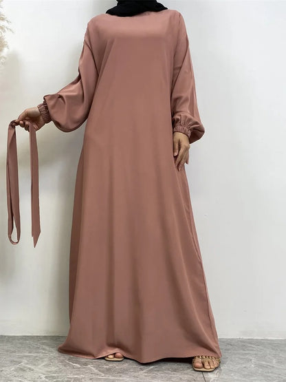 Simple Moroccan Kaftan Abaya | Solid Color Long Islamic Dress for Women | Turkey & Saudi Style Muslim Robe for Ramadan