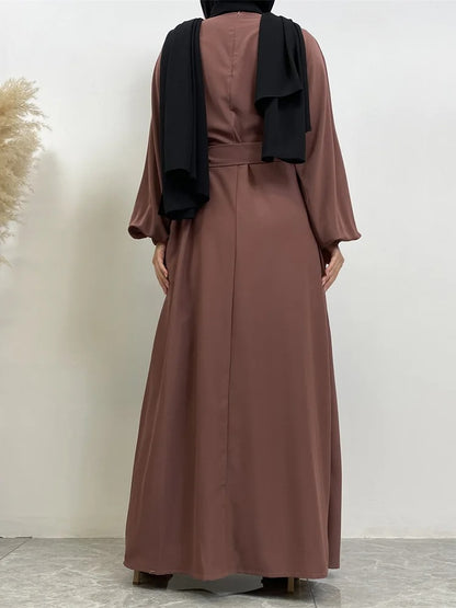 Simple Moroccan Kaftan Abaya | Solid Color Long Islamic Dress for Women | Turkey & Saudi Style Muslim Robe for Ramadan