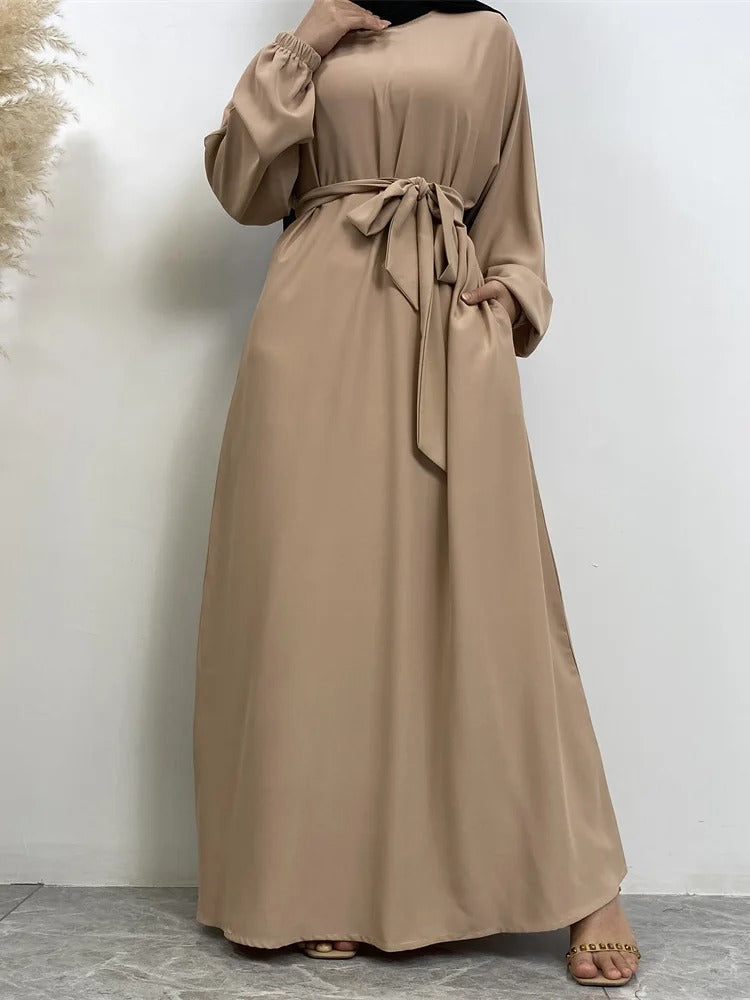 Simple Moroccan Kaftan Abaya | Solid Color Long Islamic Dress for Women | Turkey & Saudi Style Muslim Robe for Ramadan