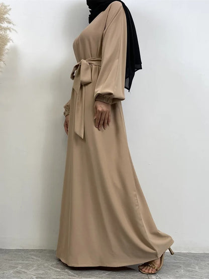 Simple Moroccan Kaftan Abaya | Solid Color Long Islamic Dress for Women | Turkey & Saudi Style Muslim Robe for Ramadan