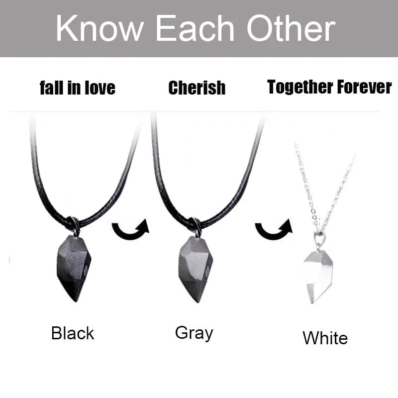 Magnet Couple Necklace – Heart-Shaped Pendant Love Jewelry for Couples | Peach Heart Magnetic Collarbone Chain (Pair)