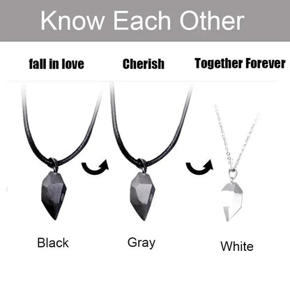 Magnet Couple Necklace – Heart-Shaped Pendant Love Jewelry for Couples | Peach Heart Magnetic Collarbone Chain (Pair)