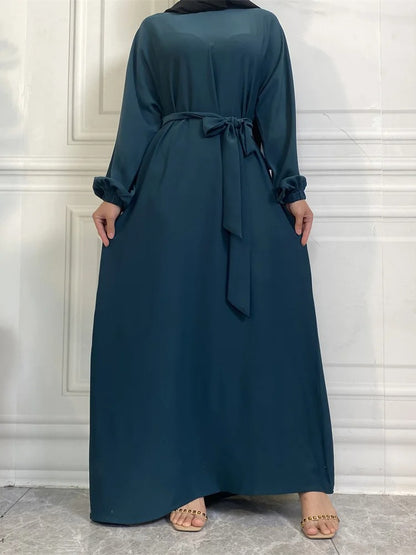 Simple Moroccan Kaftan Abaya | Solid Color Long Islamic Dress for Women | Turkey & Saudi Style Muslim Robe for Ramadan