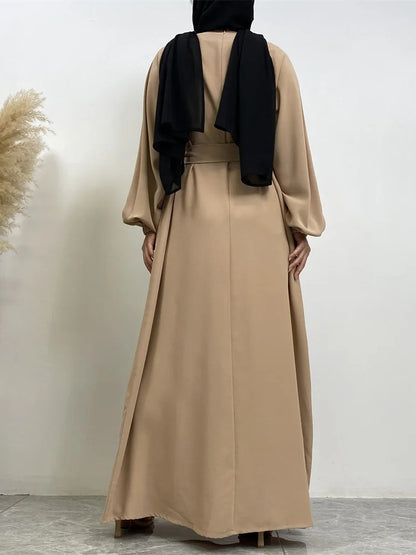 Simple Moroccan Kaftan Abaya | Solid Color Long Islamic Dress for Women | Turkey & Saudi Style Muslim Robe for Ramadan