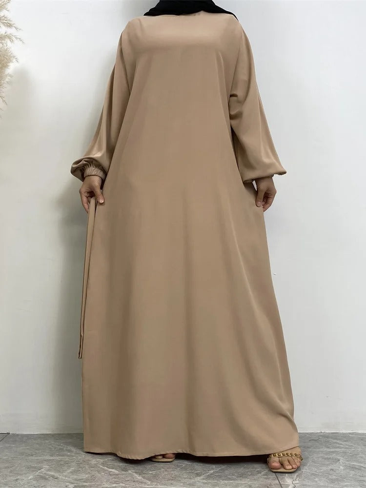 Simple Moroccan Kaftan Abaya | Solid Color Long Islamic Dress for Women | Turkey & Saudi Style Muslim Robe for Ramadan