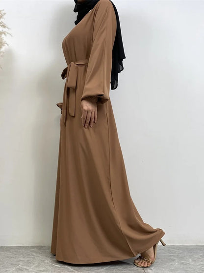 Simple Moroccan Kaftan Abaya | Solid Color Long Islamic Dress for Women | Turkey & Saudi Style Muslim Robe for Ramadan