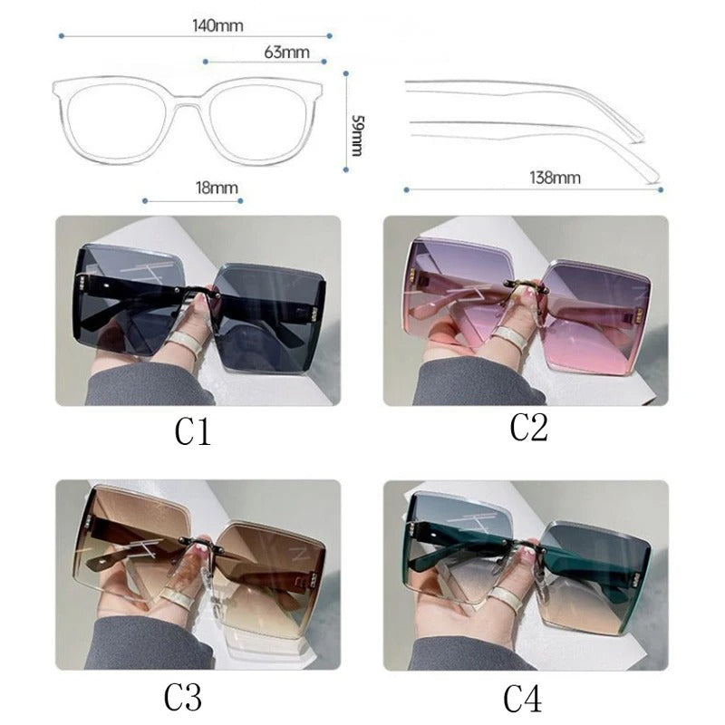 Vintage Square Sunglasses – Retro Frameless Gradient Shades for Women