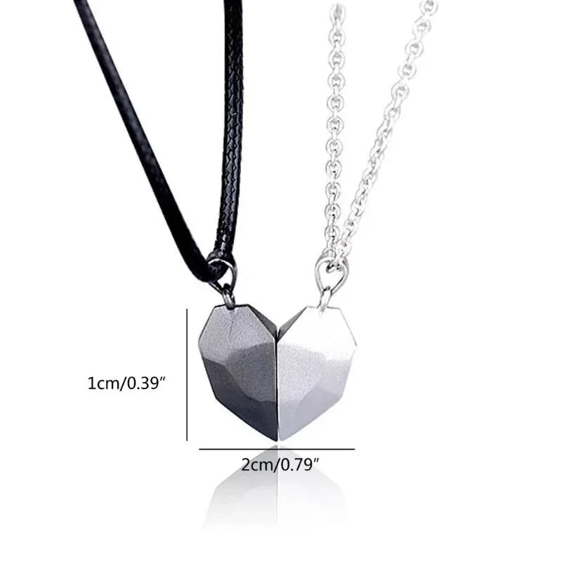 Magnet Couple Necklace – Heart-Shaped Pendant Love Jewelry for Couples | Peach Heart Magnetic Collarbone Chain (Pair)