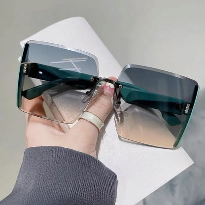 Vintage Square Sunglasses – Retro Frameless Gradient Shades for Women