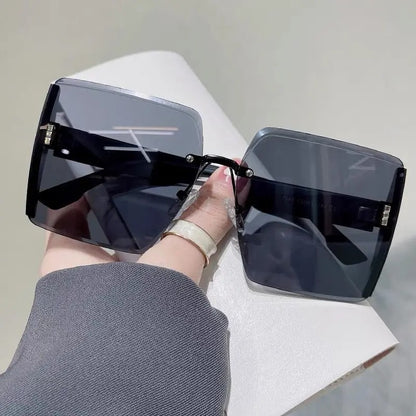 Vintage Square Sunglasses – Retro Frameless Gradient Shades for Women