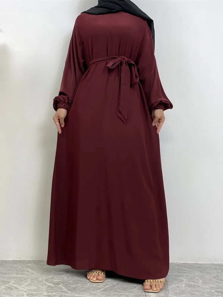 Simple Moroccan Kaftan Abaya | Solid Color Long Islamic Dress for Women | Turkey & Saudi Style Muslim Robe for Ramadan