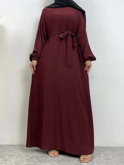 Simple Moroccan Kaftan Abaya | Solid Color Long Islamic Dress for Women | Turkey & Saudi Style Muslim Robe for Ramadan
