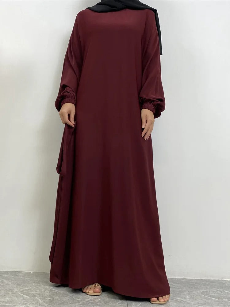 Simple Moroccan Kaftan Abaya | Solid Color Long Islamic Dress for Women | Turkey & Saudi Style Muslim Robe for Ramadan